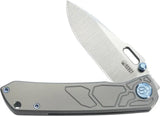 Kubey Blackout Framelock Ti Gray Knife KB259A - 4.25 Inch Closed 3.13 Inch Satin M390 Drop Point Blade by Kubey