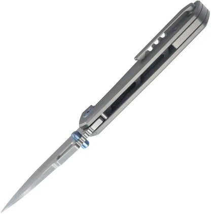 Kubey Blackout Framelock Ti Gray Knife KB259A - 4.25 Inch Closed 3.13 Inch Satin M390 Drop Point Blade by Kubey