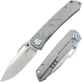 Kubey Blackout Framelock Ti Gray Knife KB259A - 4.25 Inch Closed 3.13 Inch Satin M390 Drop Point Blade by Kubey