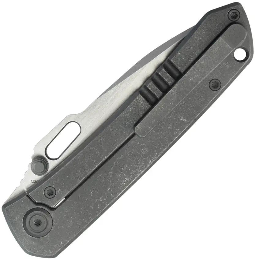 Kubey Blackout Framelock Ti Gray KB259B - Titanium Gray Handle With Bohler M390 Drop Point Blade by Kubey