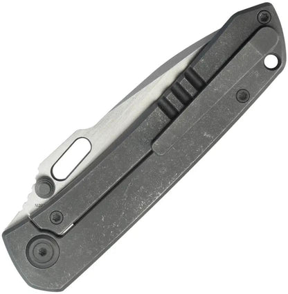 Kubey Blackout Framelock Ti Gray KB259B - Titanium Gray Handle With Bohler M390 Drop Point Blade by Kubey
