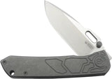 Kubey Blackout Framelock Ti Gray KB259B - Titanium Gray Handle With Bohler M390 Drop Point Blade by Kubey