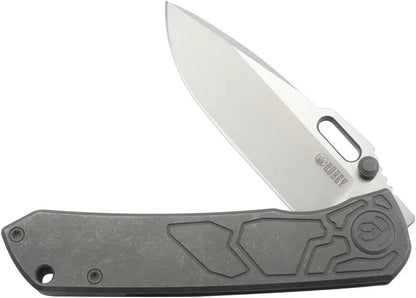 Kubey Blackout Framelock Ti Gray KB259B - Titanium Gray Handle With Bohler M390 Drop Point Blade by Kubey
