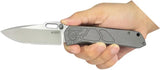 Kubey Blackout Framelock Ti Gray KB259B - Titanium Gray Handle With Bohler M390 Drop Point Blade by Kubey
