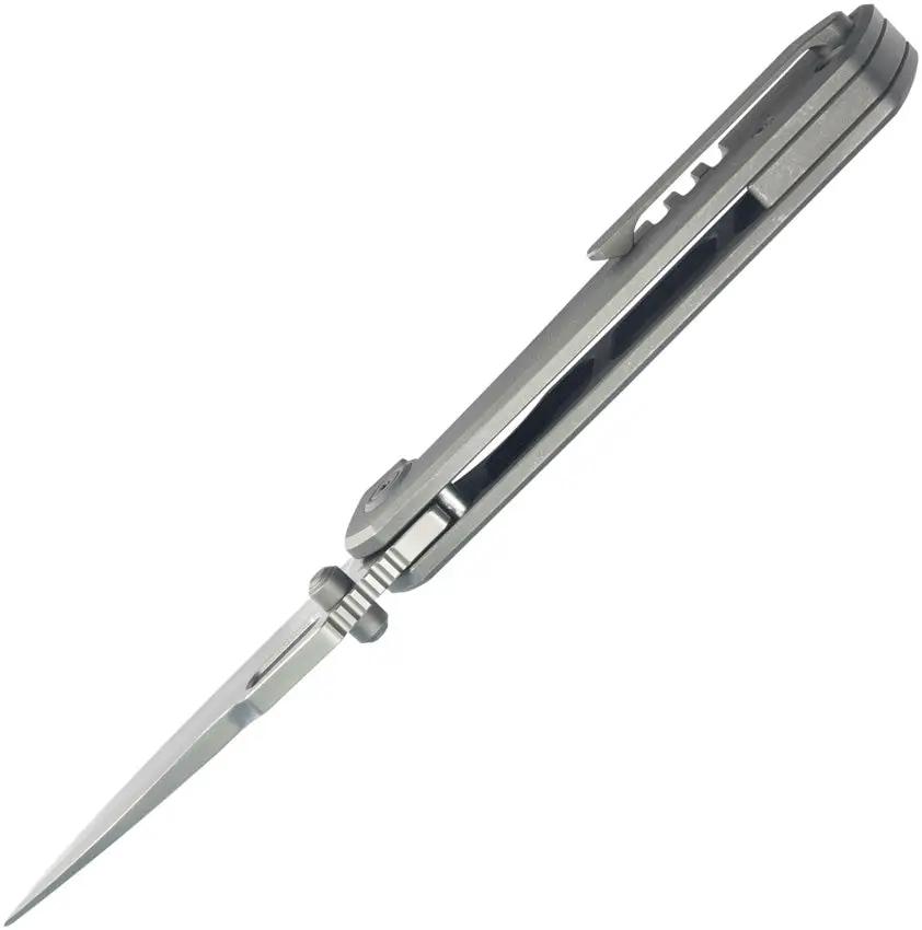 Kubey Blackout Framelock Ti Gray KB259B - Titanium Gray Handle With Bohler M390 Drop Point Blade by Kubey
