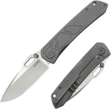 Kubey Blackout Framelock Ti Gray KB259B - Titanium Gray Handle With Bohler M390 Drop Point Blade by Kubey