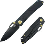 Kubey Blackout Framelock Ti Black KB259C - Titanium Frame Lock Knife With M390 Drop Point Blade by Kubey