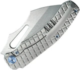 Kubey Sylow Framelock Gray Titanium Handle Knife - Wharncliffe Blade And Stonewash 14C28N Sandvik Steel by Kubey