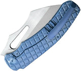 Kubey Sylow Framelock Blue Ti Knife - 14C28N Sandvik Stainless Wharncliffe Blade With Titanium Handle by Kubey