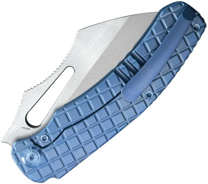 Kubey Sylow Framelock Blue Ti Knife - 14C28N Sandvik Stainless Wharncliffe Blade With Titanium Handle by Kubey