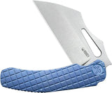 Kubey Sylow Framelock Blue Ti Knife - 14C28N Sandvik Stainless Wharncliffe Blade With Titanium Handle by Kubey