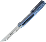 Kubey Sylow Framelock Blue Ti Knife - 14C28N Sandvik Stainless Wharncliffe Blade With Titanium Handle by Kubey