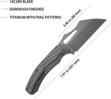 Kubey Sylow Framelock Dark SW KU260C - 3.5-Inch Wharncliffe Blade In 14C28N Sandvik Stainless, Titanium Handle by Kubey
