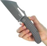 Kubey Sylow Framelock Dark SW KU260C - 3.5-Inch Wharncliffe Blade In 14C28N Sandvik Stainless, Titanium Handle by Kubey