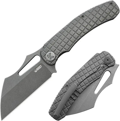 Kubey Sylow Framelock Dark SW KU260C - 3.5-Inch Wharncliffe Blade In 14C28N Sandvik Stainless, Titanium Handle by Kubey
