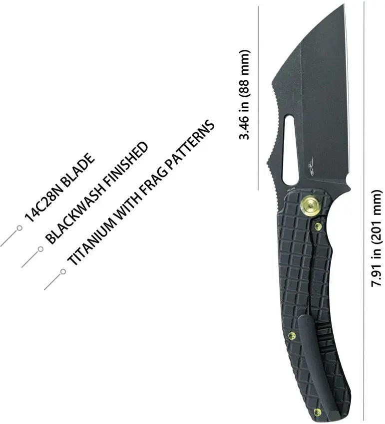 Kubey Sylow Framelock - Black Titanium Handle Framelock Knife With 14C28N Sandvik Blade by Kubey