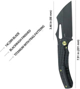 Kubey Sylow Framelock - Black Titanium Handle Framelock Knife With 14C28N Sandvik Blade by Kubey