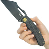 Kubey Sylow Framelock - Black Titanium Handle Framelock Knife With 14C28N Sandvik Blade by Kubey