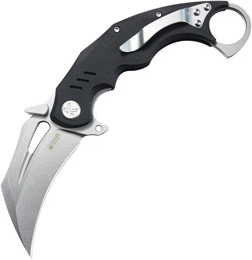 Kubey Wrath Karambit Linerlock KU261A - 5.25 Inches Closed, 2.75 Inches Stonewashed 14C28N Blade, Black G10 Handle by Kubey