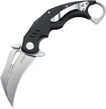 Kubey Wrath Karambit Linerlock KU261A - 5.25 Inches Closed, 2.75 Inches Stonewashed 14C28N Blade, Black G10 Handle by Kubey