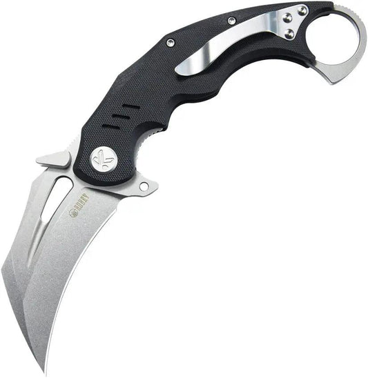 Kubey Wrath Karambit Linerlock KU261A - 5.25 Inches Closed, 2.75 Inches Stonewashed 14C28N Blade, Black G10 Handle by Kubey