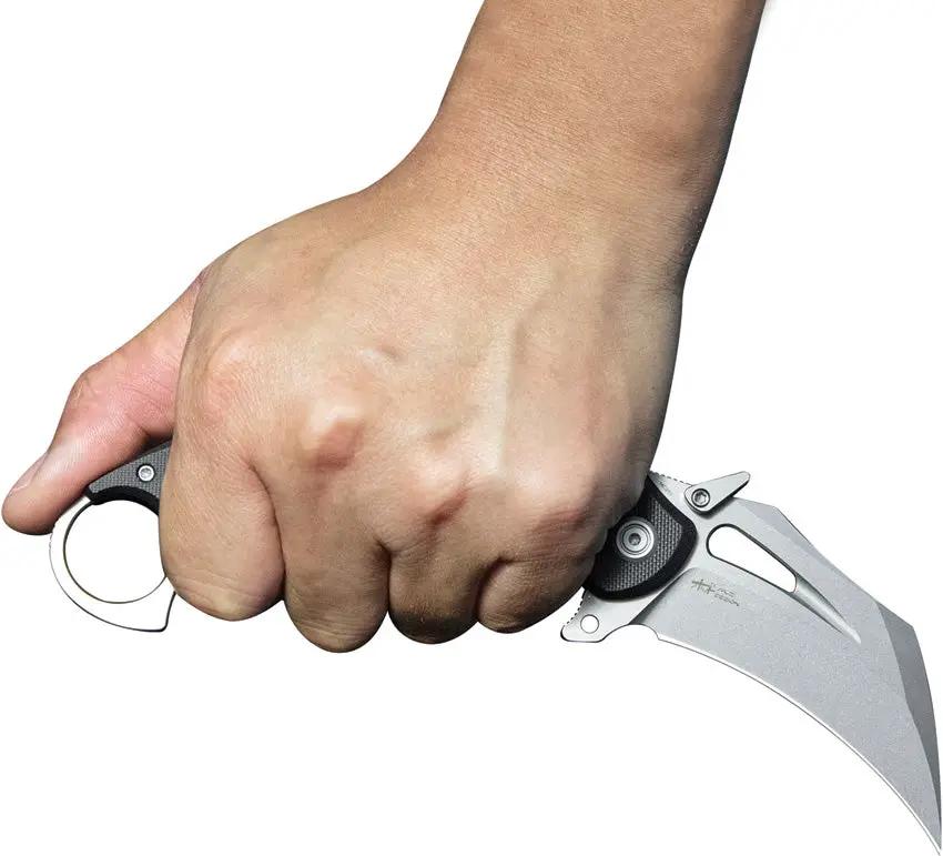 Kubey Wrath Karambit Linerlock KU261A - 5.25 Inches Closed, 2.75 Inches Stonewashed 14C28N Blade, Black G10 Handle by Kubey
