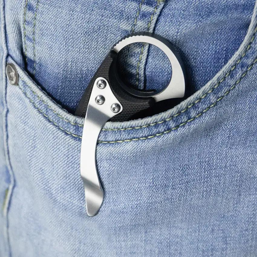 Kubey Wrath Karambit Linerlock KU261A - 5.25 Inches Closed, 2.75 Inches Stonewashed 14C28N Blade, Black G10 Handle by Kubey