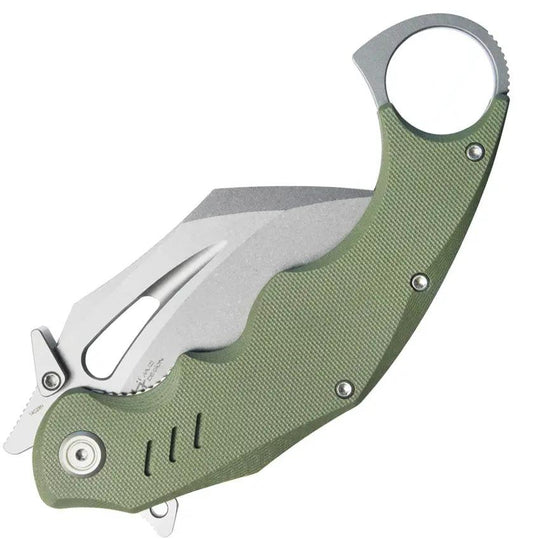 Kubey Wrath Karambit Linerlock Green KU261B - Green G10 Handle With 14C28N Sandvik Blade And Extended Tang by Kubey