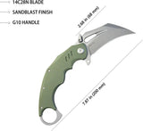 Kubey Wrath Karambit Linerlock Green KU261B - Green G10 Handle With 14C28N Sandvik Blade And Extended Tang by Kubey