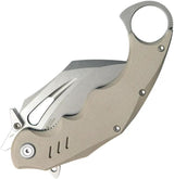 Kubey Wrath Karambit Linerlock Tan KU261C - Stonewash 14C28N Sandvik Stainless Karambit Blade Tan G10 Handle by Kubey