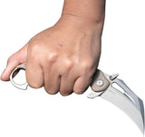 Kubey Wrath Karambit Linerlock Tan KU261C - Stonewash 14C28N Sandvik Stainless Karambit Blade Tan G10 Handle by Kubey