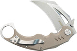 Kubey Wrath Karambit Linerlock Tan KU261C - Stonewash 14C28N Sandvik Stainless Karambit Blade Tan G10 Handle by Kubey