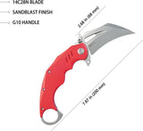 Kubey Wrath Karambit Linerlock Red KU261D - Red G10 Handle 14C28N Sandvik Blade Extended Tang by Kubey