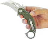 Kubey Mini Wrath Karambit Linerlock KU262B - 2.5in Stonewash 14C28N Sandvik Stainless Blade, OD Green G10 Handle by Kubey