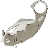 Kubey Mini Wrath Karambit Linerlock KU262C Tan G10 Handle Finger Ring Pocket Clip - 2.5in 14C28N Sandvik Blade by Kubey