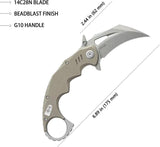 Kubey Mini Wrath Karambit Linerlock KU262C Tan G10 Handle Finger Ring Pocket Clip - 2.5in 14C28N Sandvik Blade by Kubey