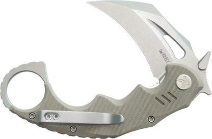 Kubey Mini Wrath Karambit Linerlock KU262C Tan G10 Handle Finger Ring Pocket Clip - 2.5in 14C28N Sandvik Blade by Kubey