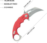 Kubey Mini Wrath Karambit Linerlock KU262D - 4.5 Inch Closed, 2.5 Inch Stonewash 14C28N Blade, Red G10 Handle by Kubey