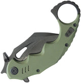 Kubey Mini Wrath Karambit Linerlock KU262F - 4.5 Inch Closed, 2.5 Inch 14C28N Sandvik Blade, OD Green G10 Handle by Kubey