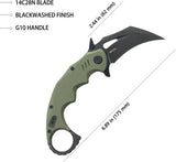 Kubey Mini Wrath Karambit Linerlock KU262F - 4.5 Inch Closed, 2.5 Inch 14C28N Sandvik Blade, OD Green G10 Handle by Kubey