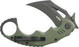 Kubey Mini Wrath Karambit Linerlock KU262F - 4.5 Inch Closed, 2.5 Inch 14C28N Sandvik Blade, OD Green G10 Handle by Kubey