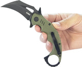 Kubey Mini Wrath Karambit Linerlock KU262F - 4.5 Inch Closed, 2.5 Inch 14C28N Sandvik Blade, OD Green G10 Handle by Kubey