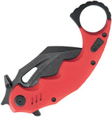 Kubey Mini Wrath Karambit Linerlock KU262H - Compact 2.5 Inch Black Stonewash Karambit Blade With Red G10 Handle by Kubey
