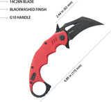 Kubey Mini Wrath Karambit Linerlock KU262H - Compact 2.5 Inch Black Stonewash Karambit Blade With Red G10 Handle by Kubey