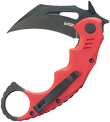 Kubey Mini Wrath Karambit Linerlock KU262H - Compact 2.5 Inch Black Stonewash Karambit Blade With Red G10 Handle by Kubey