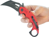 Kubey Mini Wrath Karambit Linerlock KU262H - Compact 2.5 Inch Black Stonewash Karambit Blade With Red G10 Handle by Kubey