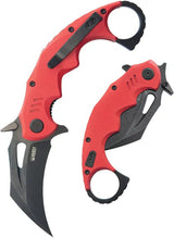 Kubey Mini Wrath Karambit Linerlock KU262H - Compact 2.5 Inch Black Stonewash Karambit Blade With Red G10 Handle by Kubey
