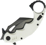Kubey Mini Wrath Karambit Linerlock KU262I - 2.5 Inch Black Stonewash 14C28N Blade White G10 Handle Finger Ring by Kubey