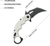 Kubey Mini Wrath Karambit Linerlock KU262I - 2.5 Inch Black Stonewash 14C28N Blade White G10 Handle Finger Ring by Kubey