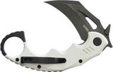 Kubey Mini Wrath Karambit Linerlock KU262I - 2.5 Inch Black Stonewash 14C28N Blade White G10 Handle Finger Ring by Kubey